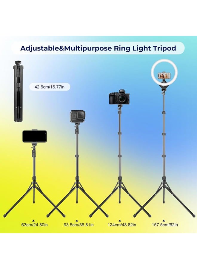 Aureday 14'' Selfie Ring Light with 62'' Tripod Stand and Phone Holder, Dimmable LED Phone Ringlight for Makeup/Video Recording/Photography, Circle Lighting for All Cell Phones&Lightweight Cameras - Image 5